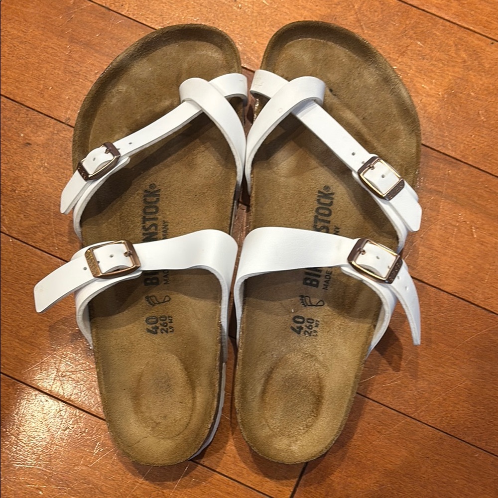 Birkenstock White Miyari Cross-Strap Sandals